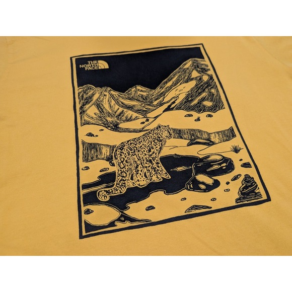 The North Face Womens XL Yellow Snow Leopard Mountain Graphic T Shirt Tee - Picture 2 of 6